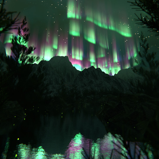 The lights of a vibrant aurora borealis